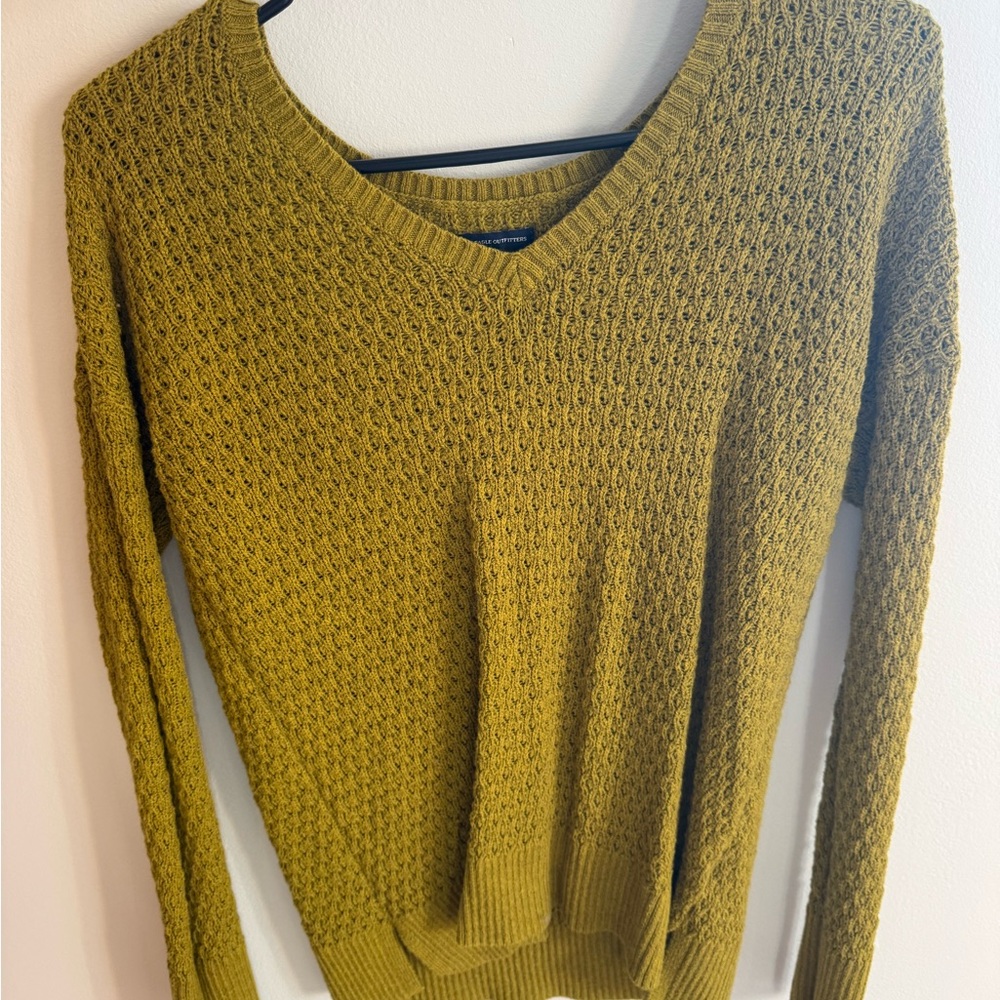 Olive Green Women's Sweater Y2K